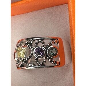 925 Sterling Silver Ring Natural Gemstone Jewelry Size 8